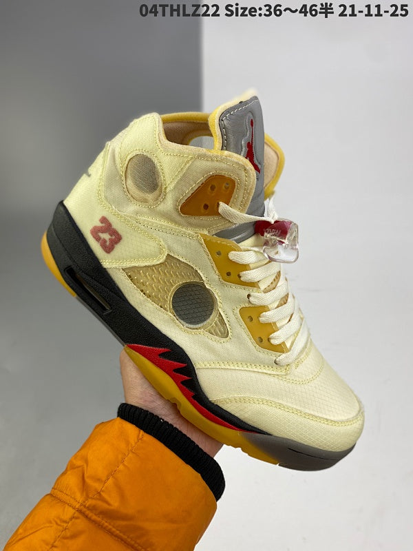 real leather Off-White x Air Jordan Retro AJ5 OW Collaboration