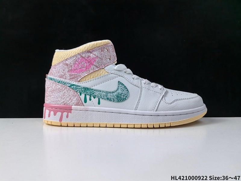 Air Jordan 1 MidAJ1 Mid Classique Rétro Casual Sport Chaussure Basketball DD1666-100