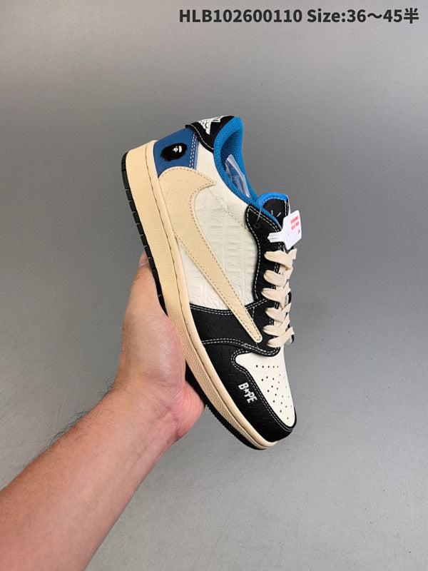 TS Collaboration BAPE x Air Jordan 1 Low Casual Skate Shoe